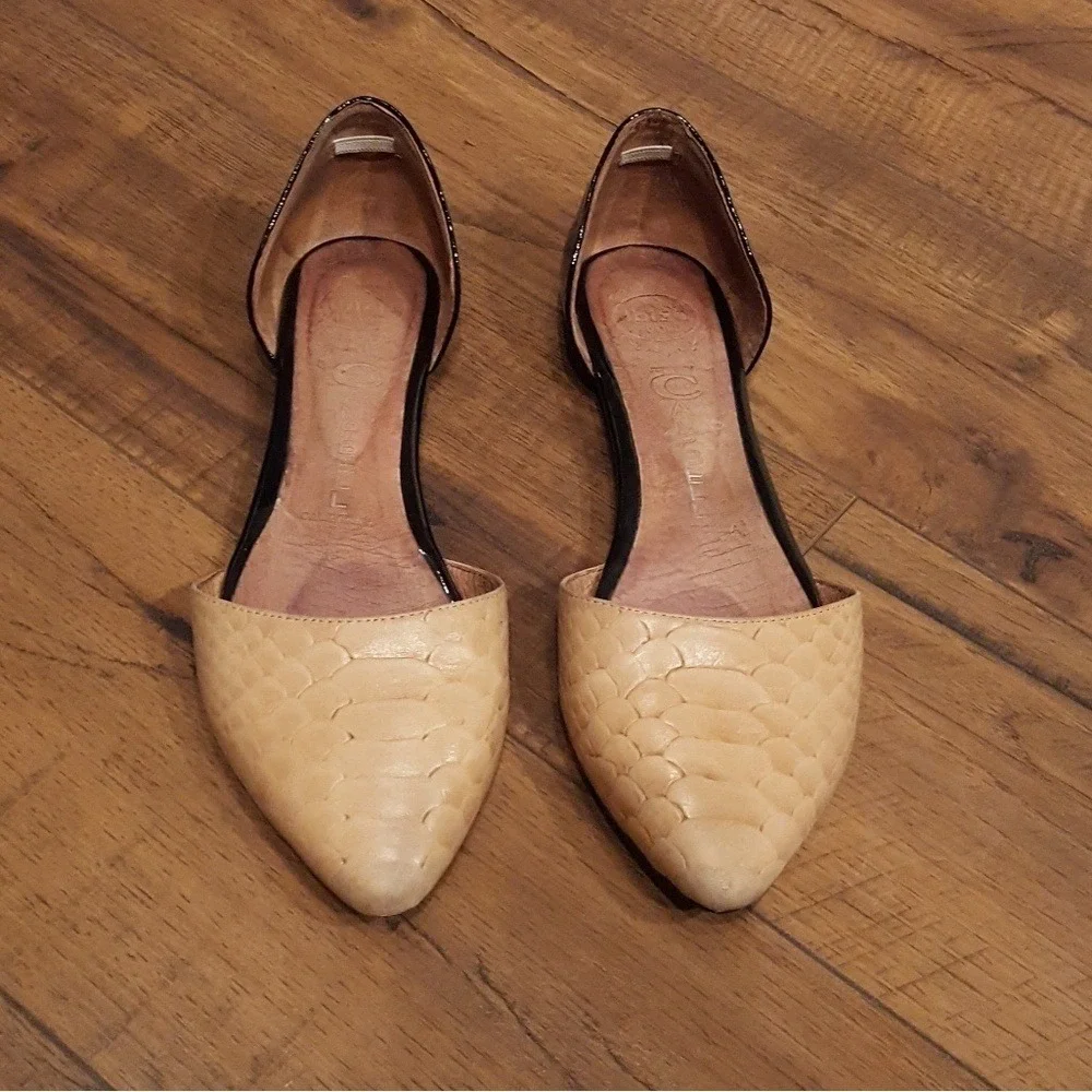 Jeffrey Campbell Ibiza dOrsay Flats Beige Snakeskin‎ Black Patent Pointed Toe 8